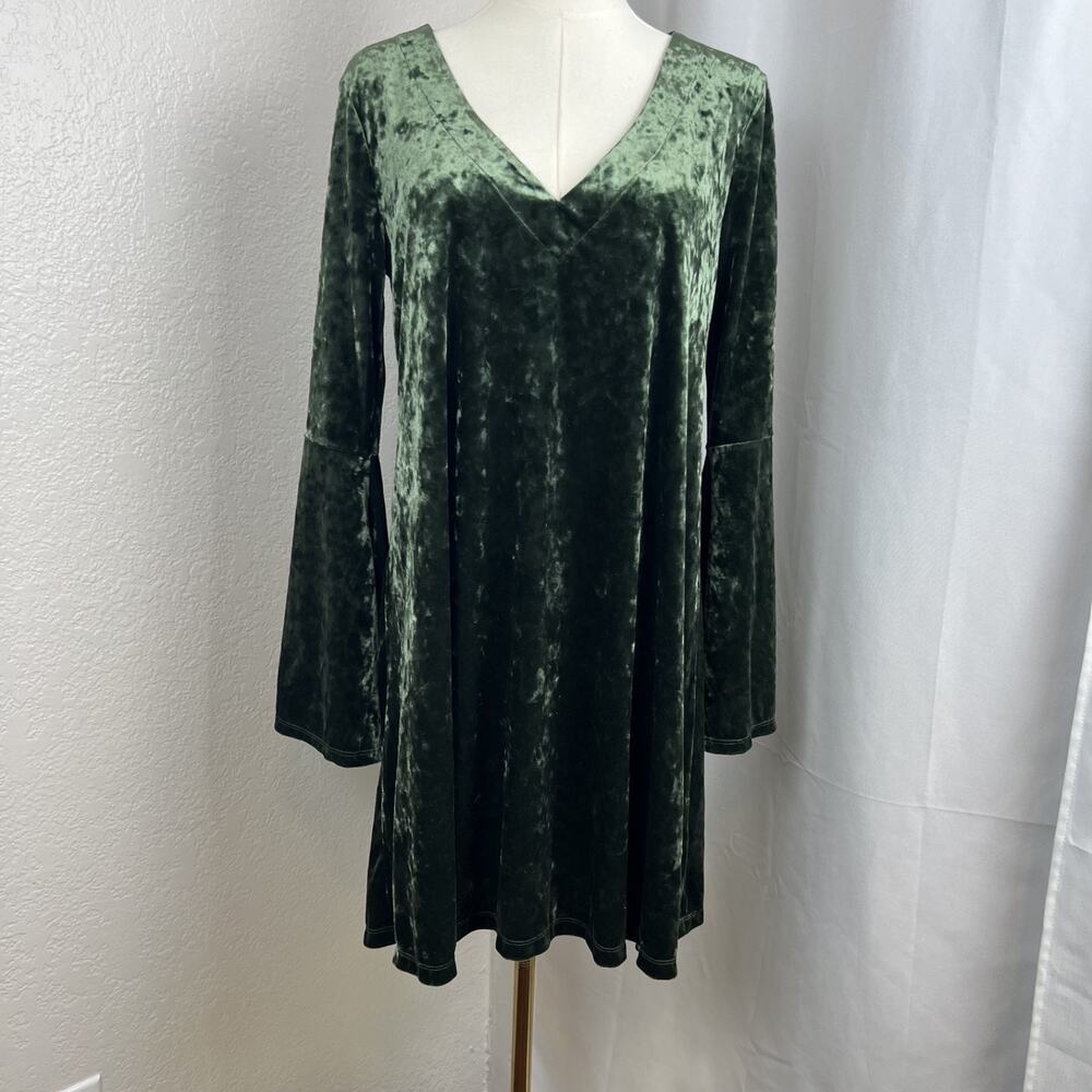 Fairy Whimsigoth Mini Dress Womens Small Green Velvet Witchy Boho Dark Academia‎